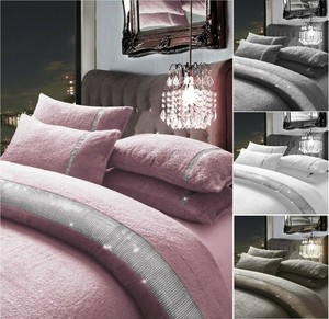 New Diamante Teddy Fleece Duvet Cover Pillowcase Cosy Warm Soft