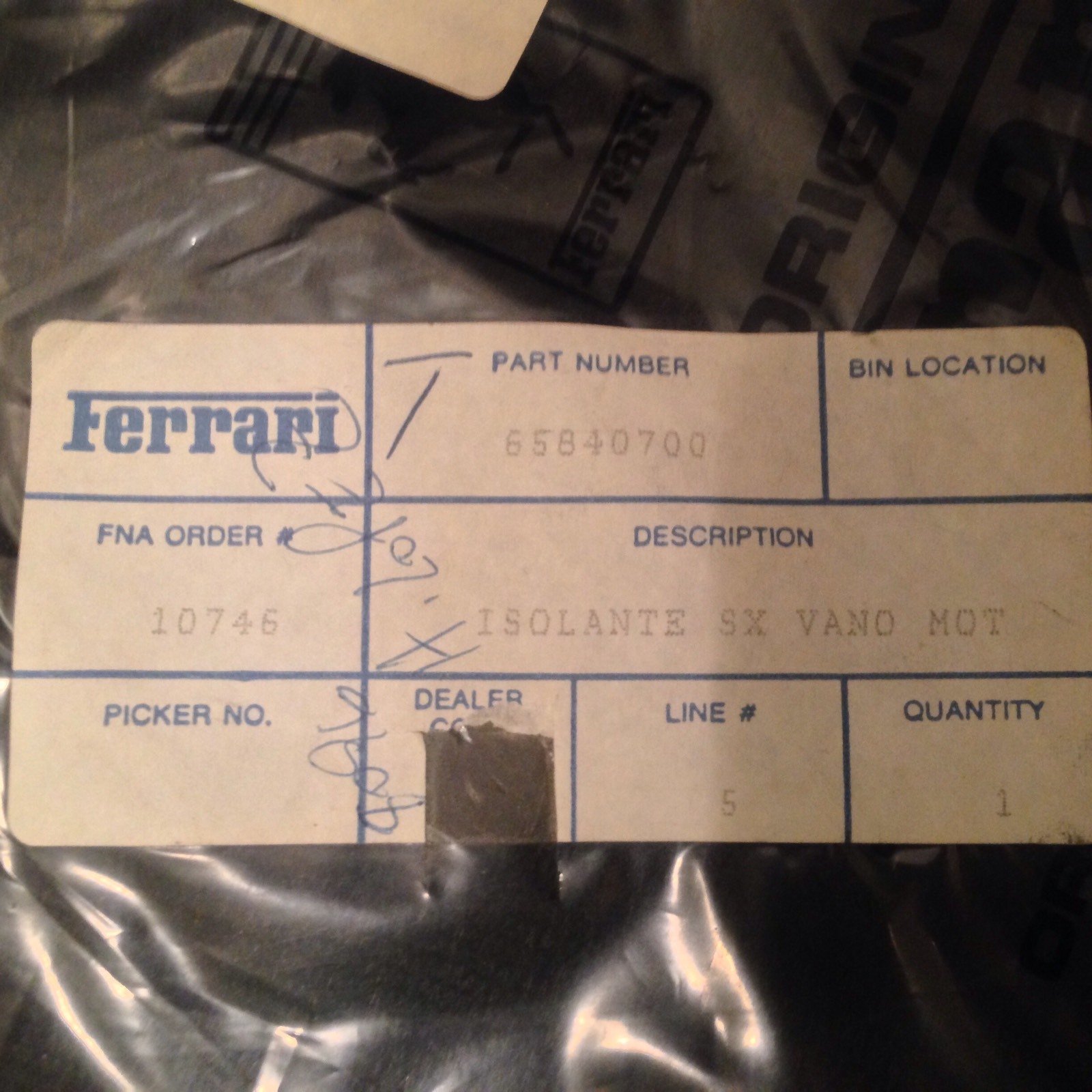 Ferrari 360 430 Motor Compartment Insulation NOS OEM 65840700