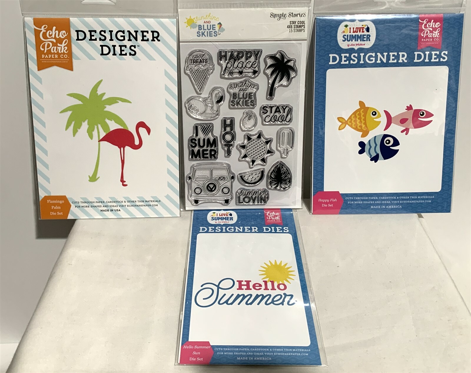 Echo Park Simple Stories SUMMER Flamingo Fish Tropical Rubber Stamps Dies  Lot | eBay