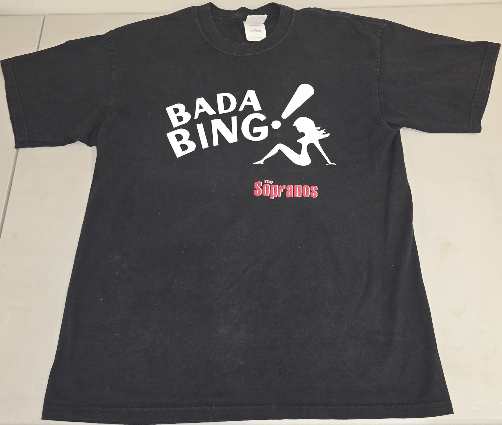 Vintage Y2K 2000 HBO Official The Sopranos Bada Bing Promo T Shirt Size LG Used