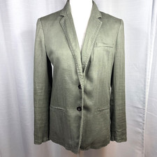 J. Crew Regent Olive Green 100 Linen Women's Blazer Jacket 2 Button Size 6