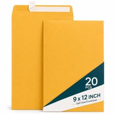 20-Pack 9x12 Heavyweight Self-Seal Kraft Mailing Envelopes, 100 9x12, brown