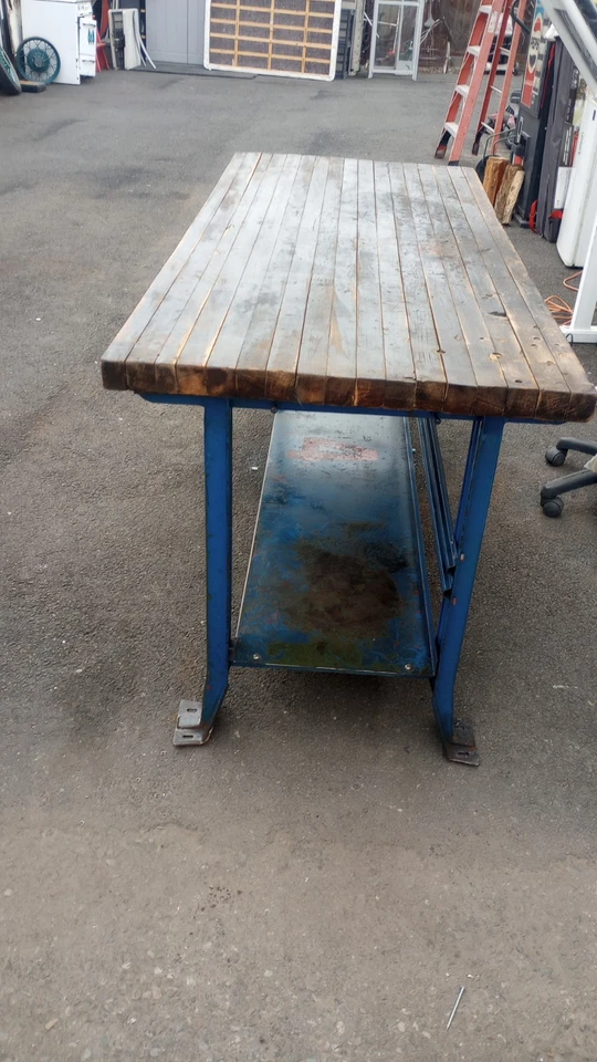 ANTIGUA MESA DE BLOQUE DE CARNICERO 6 pies 32"/34" de alto años 20 Firestone Tire And Rubber Co Foto 2 de 4