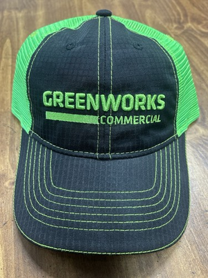 #ad Greenworks Embroidered Green Ball Trucker Mesh Cap Adjsbl Hook Loop Closure NEW $25.99