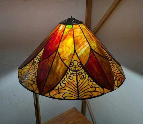 Vintage 21" Tiffany Style Stained Glass Lamp Shade H23
