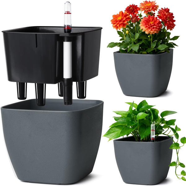 SelbstbewäSserungstopf 12,5Cm FüR KräUter Und Zimmerpflanzen Mit Wasserstandsanz-image
