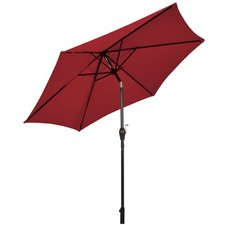 9Ft Outdoor Market Patio Table Umbrella Push Button Tilt Crank Lift Burgundy