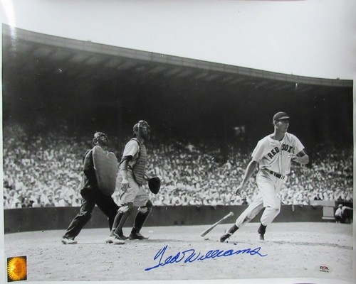 Ted Williams HOF Signed/Auto 16x20 B/W Photo Green Diamond Holo PSA/DNA 194052