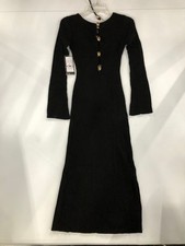 MARCIANO BY GUESS Agathe Ribbed LS Midi Dress Women's Size 4 Black