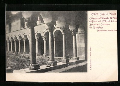 Colico /Lago di Como, Chiostro dell Abazia di Piona, postcard