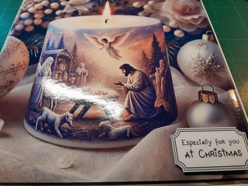 New Handmade Nativity Themed Christmas Card Size 8" X 8" - Picture 3 of 5