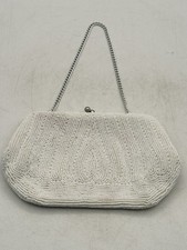 Walborg Vintage White Beaded Purse With Chain Strap Japan