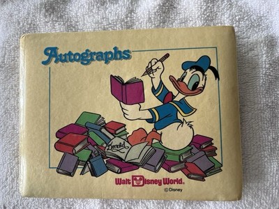 1980 s Disney World Autograph Book Donald Duck Cover with 75 Autographs Vintage