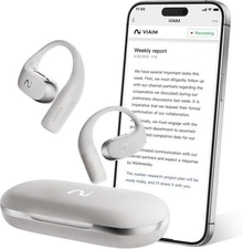 VIAIM OpenNote AI Recorder – Open Ear Earbuds with FlashRecord, Gray