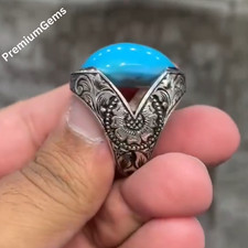 Rare Ultra Clean Turquoise Ring Nishapuri Feroza Natural Feroza Ring