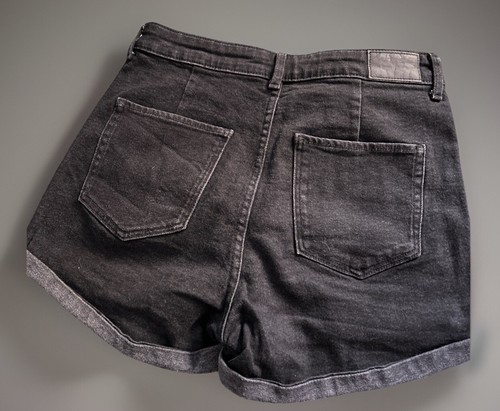 BERSHKA Black Denim Shorts Stretch 30inch Waist - Picture 2 of 2