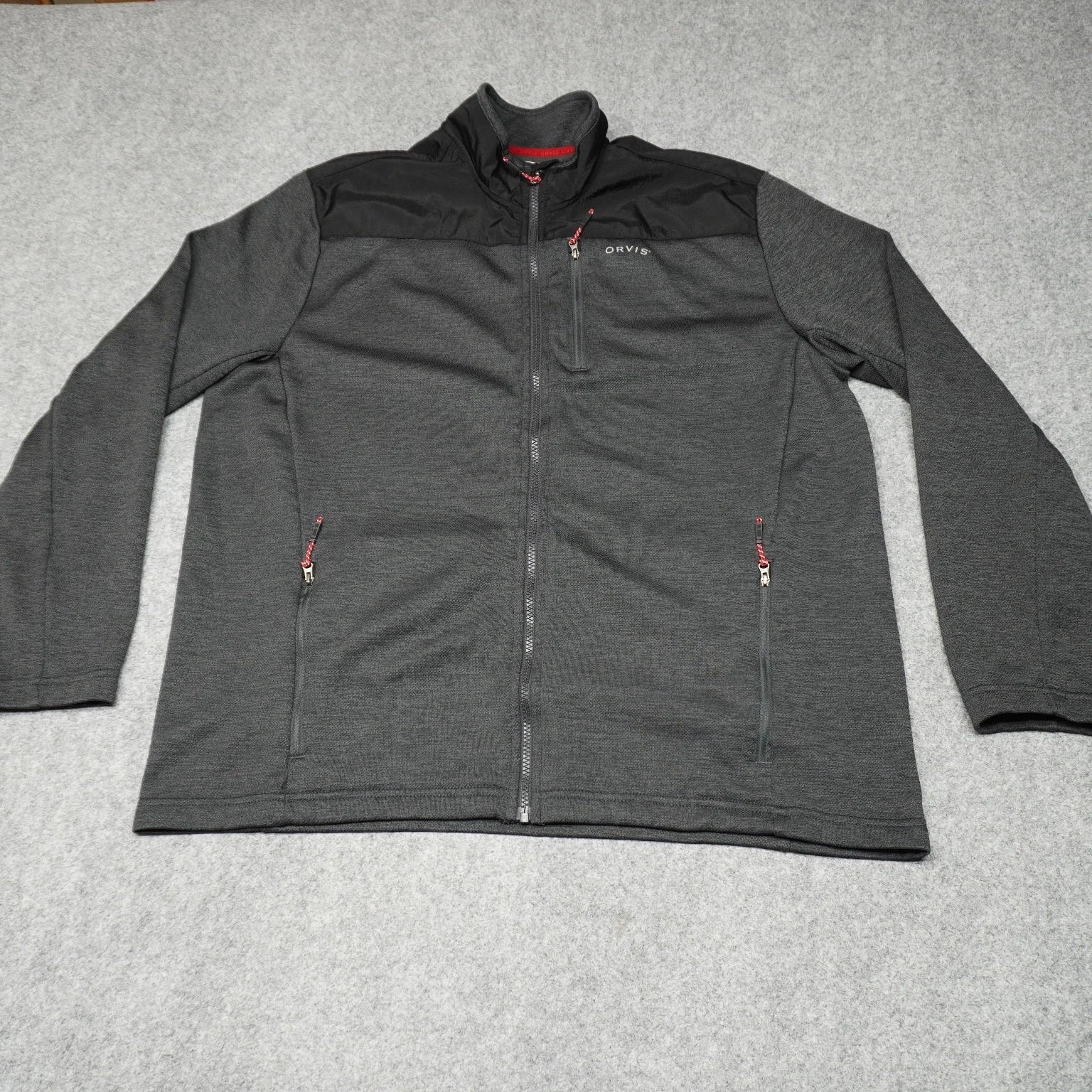 ORVIS Jacket Men’s Gray Black XL Full Zip Fleece Performance