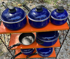 Rare Vintage Silverstone Applause 13 Pc. Aluminum Cookware Set Blue Used