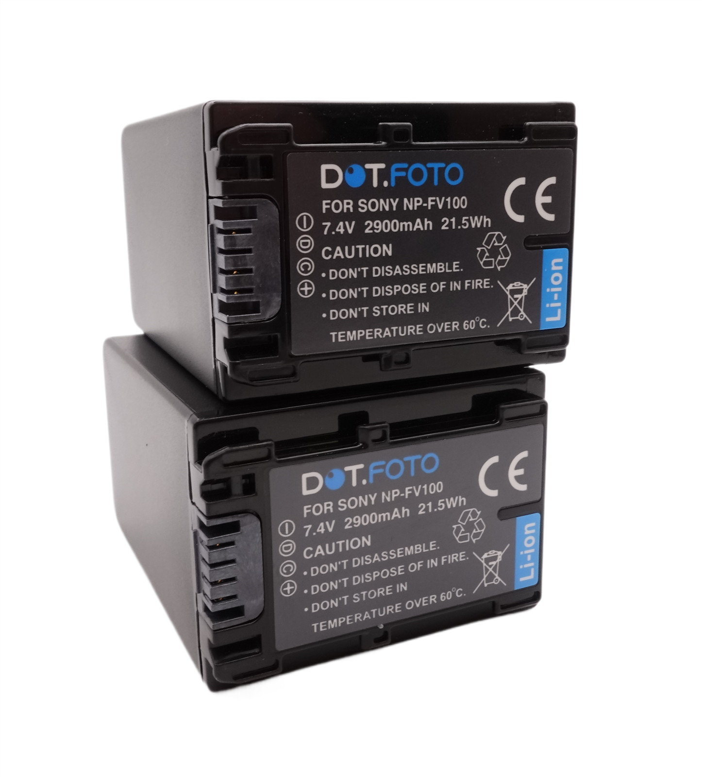 2x NP-FV100 2900mAh Battery for Sony HDR-CX290 CX550 CX760 PJ220 PJ430 XR160