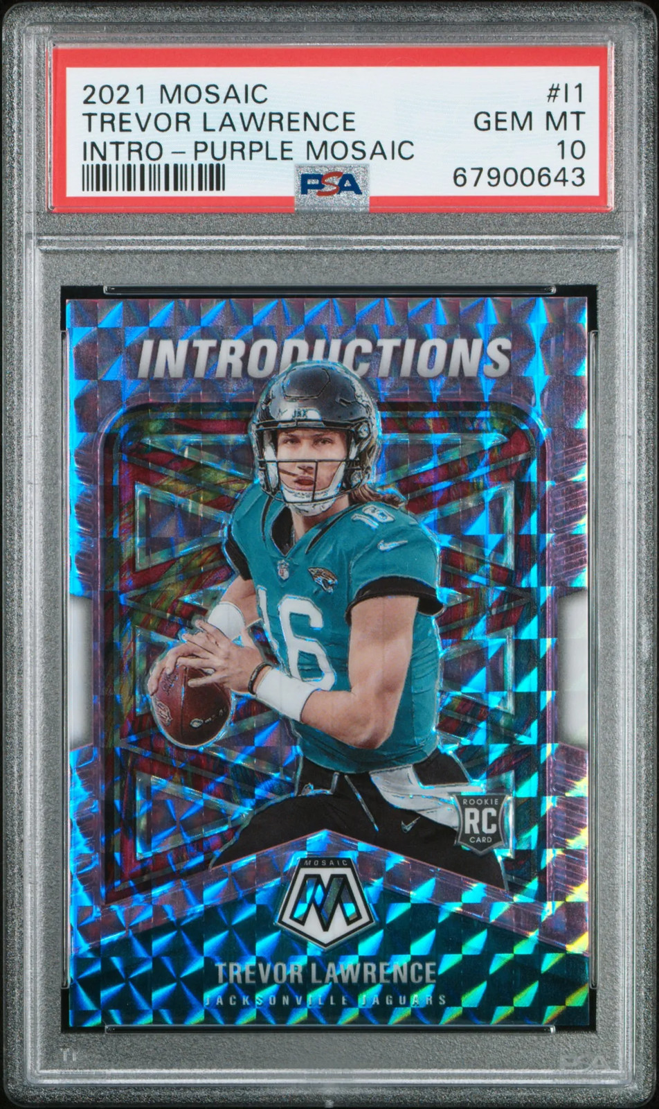2021 Mosaic Introductions Trevor Lawrence /49 Purple Rookie PSA 10 GEM Jaguars