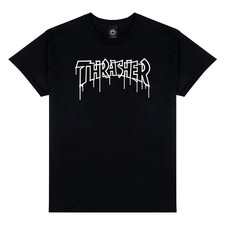 Thrasher Magazine ONE LINER LOGO Skateboard T Shirt BLACK
