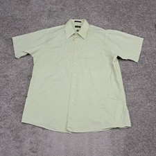 Arrow Wrinkle Free Men's Button Up Short Sleeve Shirt Green Large 16-16.5