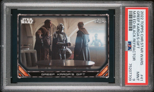 GREEF KARGA 2022 Topps Chrome Star Wars #41 BLACK REFRACTOR /10 PSA 9 MINT POP 2