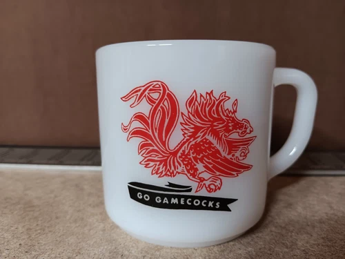 Vintage Federal Milk Glass Mug South Carolina Gamecocks Made In USA