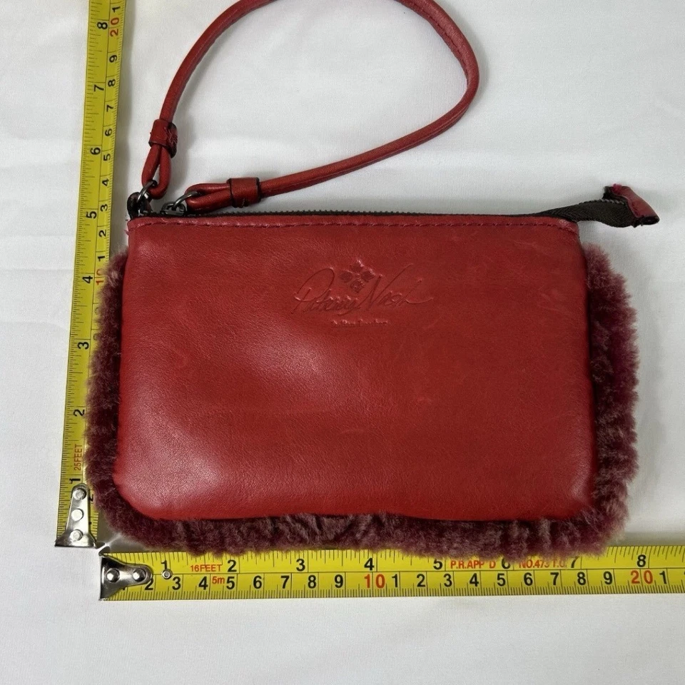 Patricia Nash Cuero Rojo Sherpa Borde Muñequera Cartera Bolso sin asas Otoño Vacaciones Foto 4 de 4
