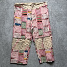 Vintage Patchwork Pants Multicolor Cotton Unisex Festival Boho Lounge M/L