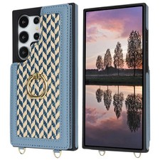 For Samsung Galaxy S25 Ultra S24 S23 S22 A16 Crossbody RFID Leather Wallet Case