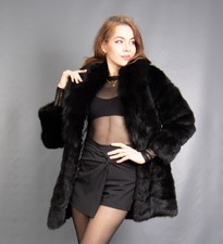 8134 GORGEOUS BLACK REAL RUSSIAN SABLE FUR COAT LUXURY JACKET BEAUTIFUL SIZE S