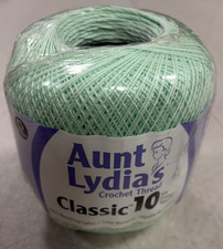 Aunt Lydia's Classic Cotton Crochet Thread Size 10 Mint Green 350 Yards New