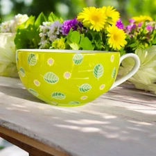 Ideal Home Range IHR Sun Flower Green Cute Tea Cup Essen Germany Pre Owned