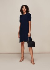 Whistles Georgina Navy Zip Mini Flare Smart Dress UK 10 Office Work Evening 