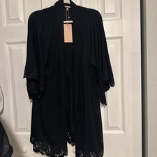 Nwt Womens Eberjey Naya Robe Black XS