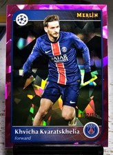 2024-25 Topps Merlin UCC - #177 Khvicha Kvaratskhelia Pink Atomic Refractor /199