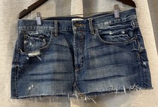 Y2K Abercrombie  Fitch Micro Mini Skirt Size 8 Denim Jean Low Rise Cut Off Vtg