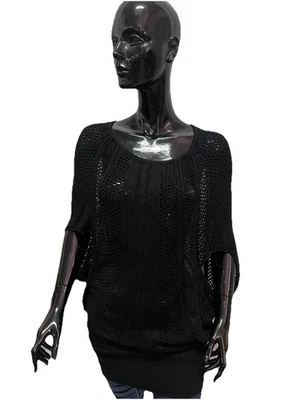 Top Tricot Traforé GUESS Los Angeles Femme Noir Loose Fit T-S / 42 - Photo 1/4