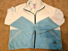 adidas Teens Track Jacket L Regular Blue/White Colorblock Full Zip Fleece GS3888