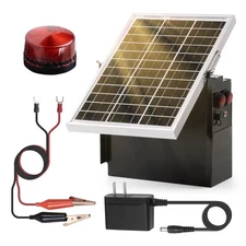 Solar Fence Charger with Warning Light, Briidea 1.2 Joules 5W Electric... 
