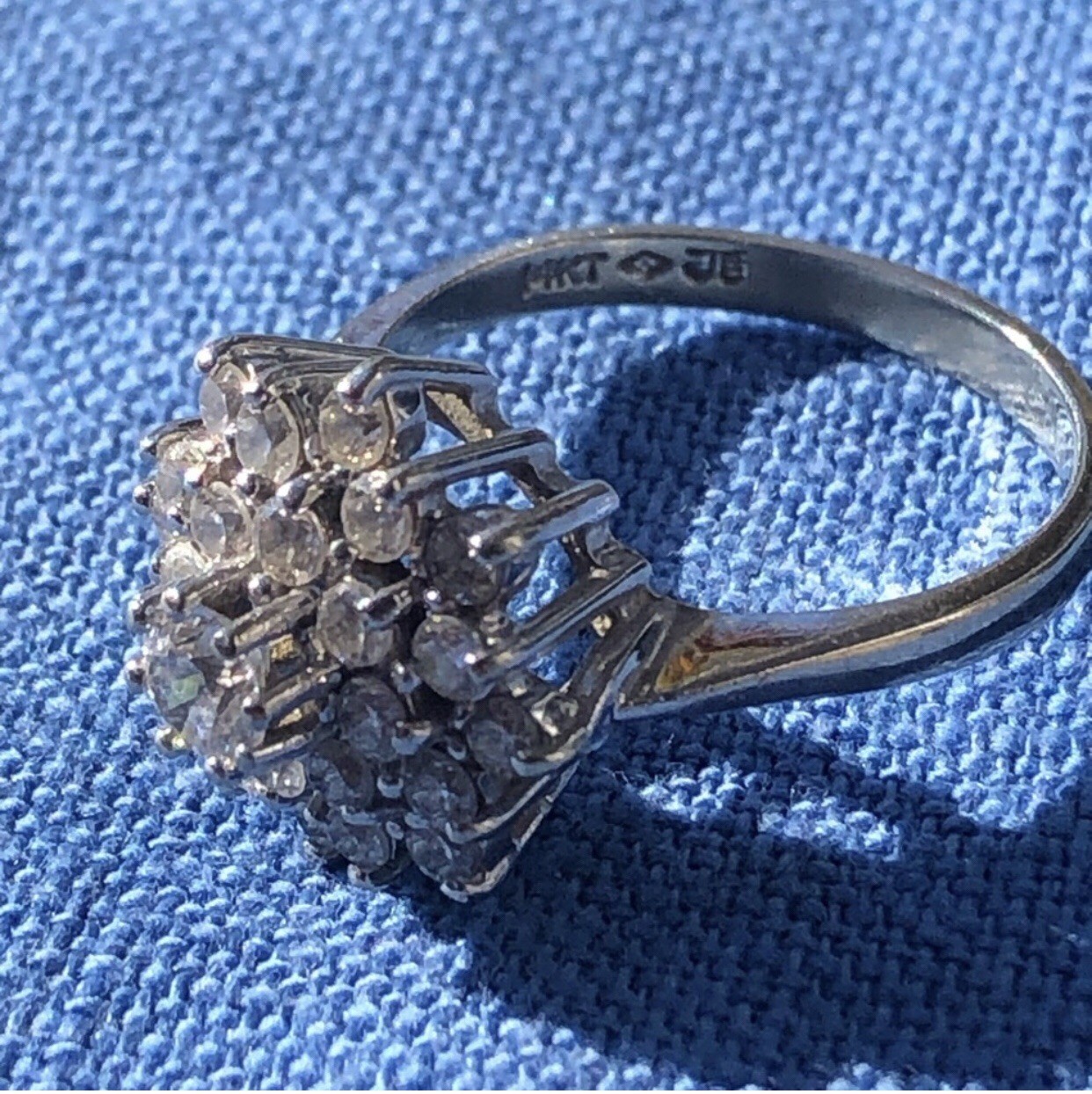 14k simulated Diamond Cluster Ring - image 4