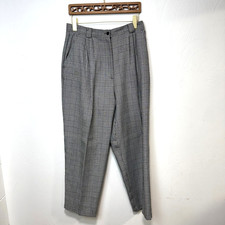 Vintage Glen Plaid Trousers Women  s Black White High Waist Pleated Pants Unbrand
