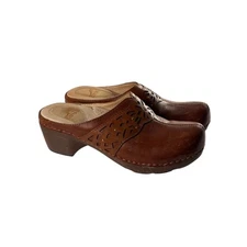 Dansko Shoes Womens 36 US 6 Brown Leather Clogs Slip On Comfort Cut Out Mule