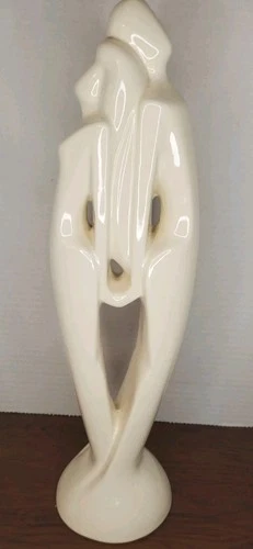 Vintage 90s Art Deco Haeger Post Modern Statue Couple Figurine Lovers MCM Decor