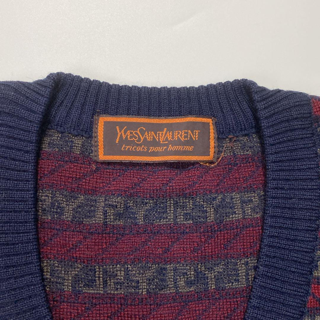 Yves Saint Laurent Knit Logo M Vintage 100% Wool Men's From Japan