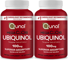 Qunol Mega Ubiquinol CoQ10 100mg Superior Absorption Heart Health 60ct 2Pack