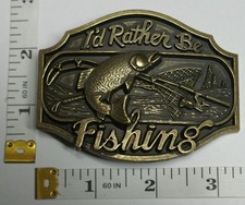 I'd Rather Be Fishing Belt Buckle Fisherman Fish Fishing Pole Rod SN997