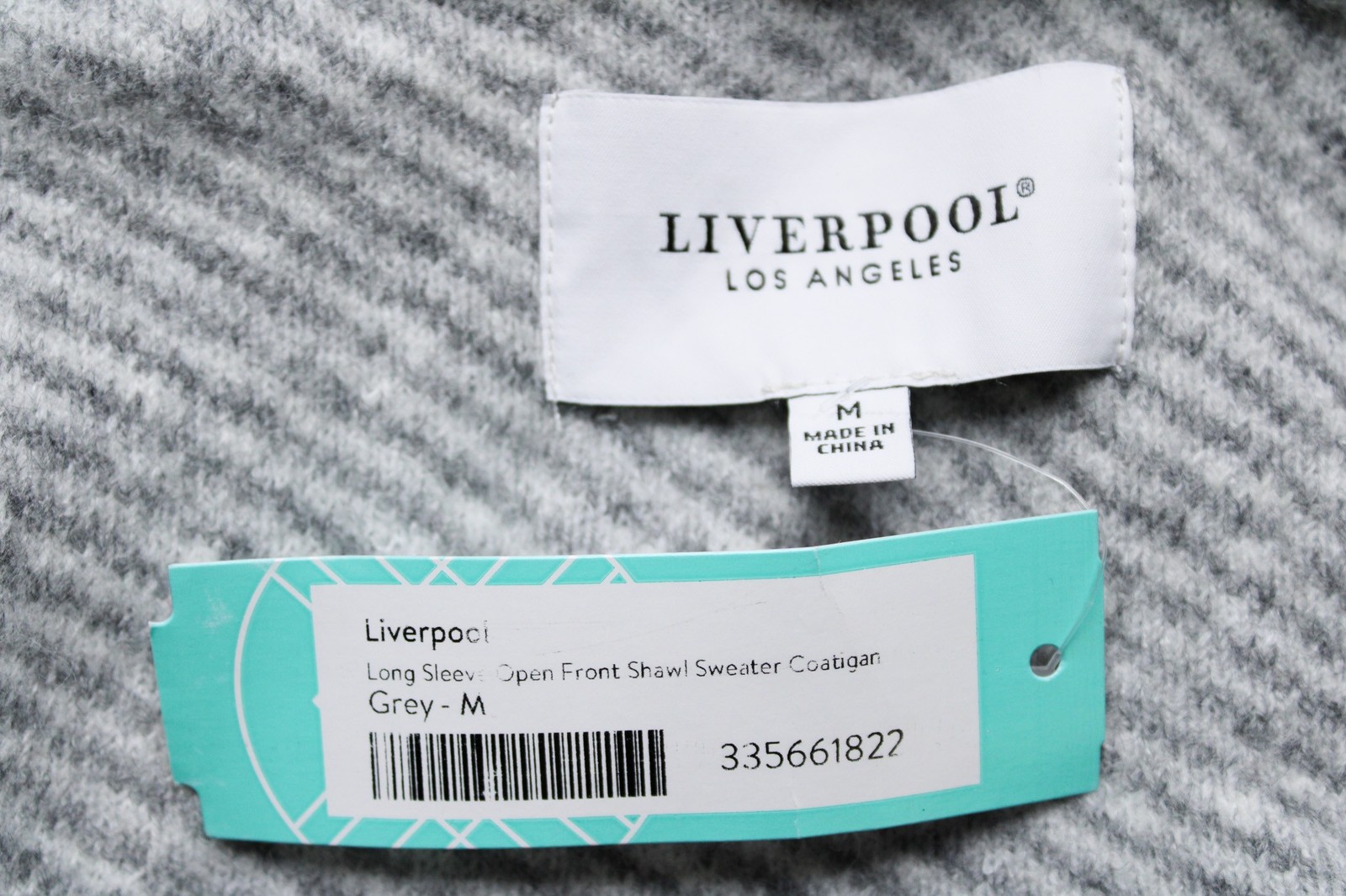 Liverpool Los Angeles Women's Open Front Shawl Sweater Coatigan LB3 Gray Medium