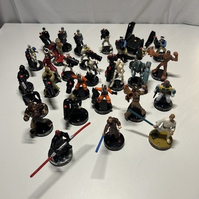 Lot of 30 Star Wars Attacktix Battle Game Figures; Chrome Base Darth Maul Wookie